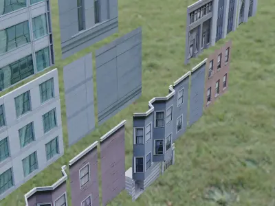 Lowpoly Apartments and Buildings to assemble 3D model