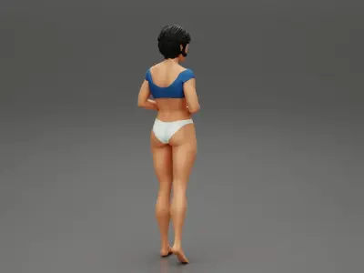 Beautiful young slim girl wearing bikini standing 3D print model