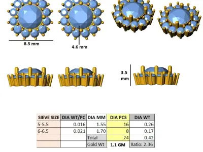 Women Stud Earrings 3dm STL OBJ FBX Renders Details 3D print model