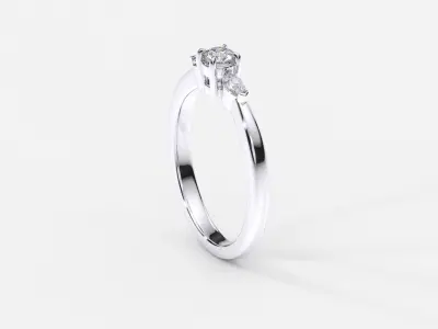 ZDR0215 engagement ring with three stones 3D print model