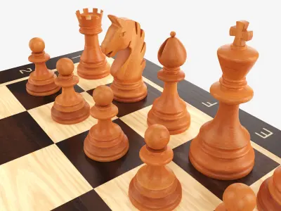 Chessboard game pieces 3D model