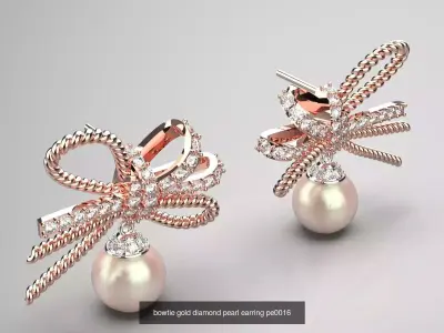 Technical Description of Pearl Earring CAD Collection 3D Model Pack