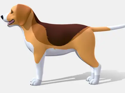 Cartoon Dog - Beagle Low-poly 3D model