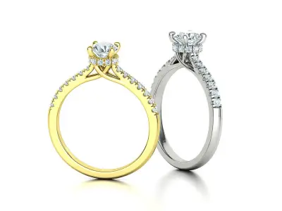 Diamond Trellis Engagement ring Half Carat Round Stone  3D print model