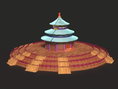 Chinese palace temple of heaven   Low-poly 3D model