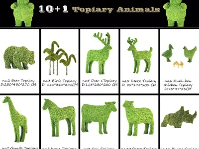 10 plus 1 Topiary  Animals 3D model