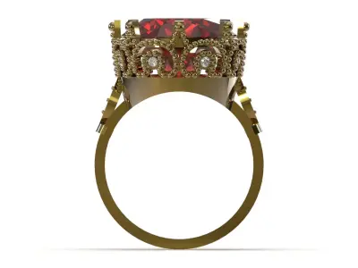 Ancient Golden Crown printable Ring model jr00331 3D print model