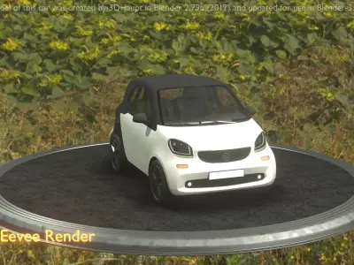 City Car 24 Small Type-E White  Low-poly 3D model