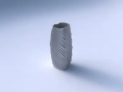 Vase rectangle with wavy extruded lines 2 3D print model