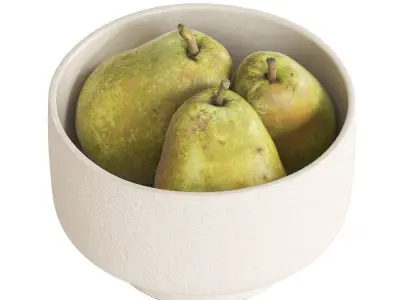 Kieffer Pears In Beige Ceramic Bowl 3D model