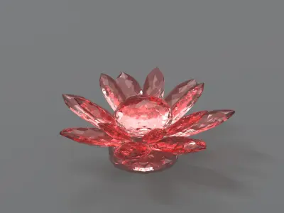Glass Flower Showpiece Red Low-poly 3D model