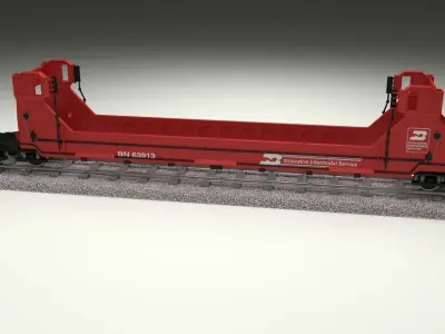 Red Train Well Car 3D model