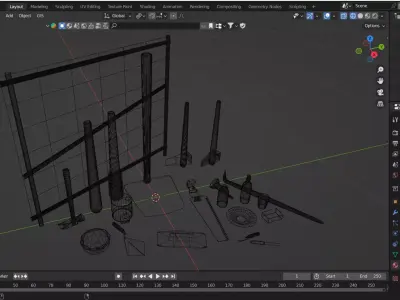 20 Plus Survival Tools Low-poly 3D model