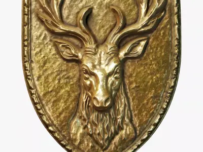 Deer Heraldic Emblem PBR Low-poly 3D model