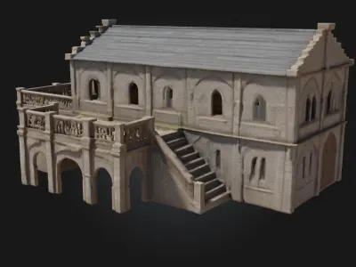 Medieval Stone House Model  Sturdy Shelter of a Bygone Age 3D model