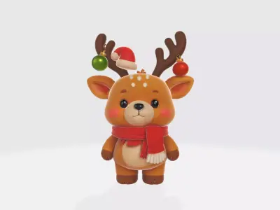 Cute Christmas Reindeer Figurine Adorable Holiday Deer  3D print model