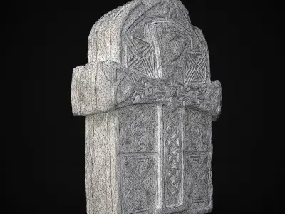 Knotted Engraved Cross Standard Gravestone 3D print model