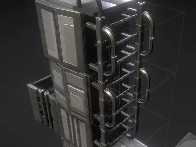 Modular Sci-Fi Ladders Basic Version Low-poly 3D model