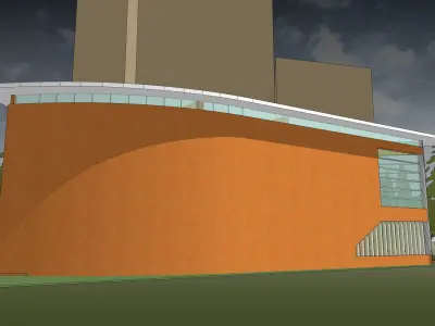 Office with wall facade 3D model