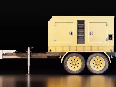 Industrial Diesel Generator Trailer Low-poly 3D model