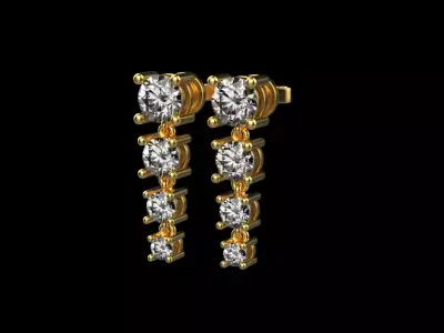 row earring  stud 4 types 3D print model