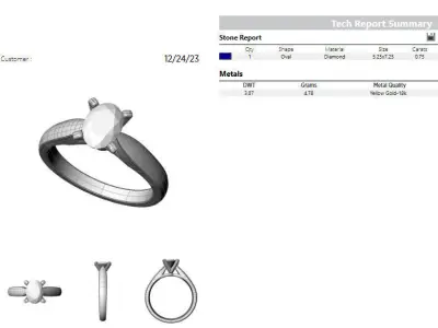 Oval 0-75-CT Quarter Round Profile Shank Width 2-40mm 3D print model