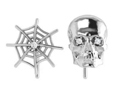 Spider Net Skeleton Earring 3988 3D print model