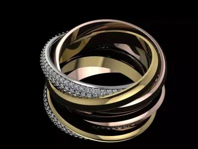 Trinity Ohrringe Ring Brand Jewelry Gold 3D print model