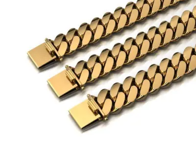 3 TYPES OF CUBAN LINK CHAIN SOLID AND HOLLOW FOR BRACELETS 3D print model