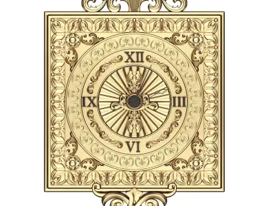 Classic Wall Clock 04 Gold Low-poly 3D model