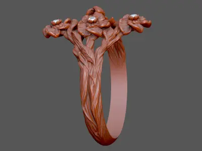 Luxury flower ring design blossom royal Sakura petal 3D print model