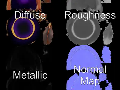 Elegant Purple Feather Hat Model Pack Low-poly 3D model