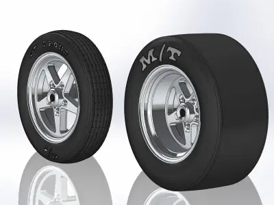 Set of wheels Summit Warrior RT for scale model dragster 3D print model