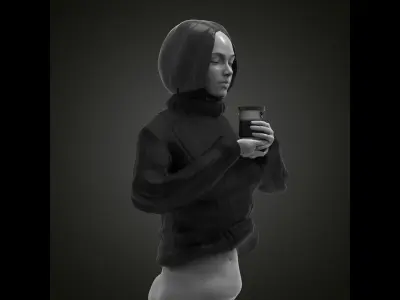 Zen Coffee Girl for 3D Print 3D print model
