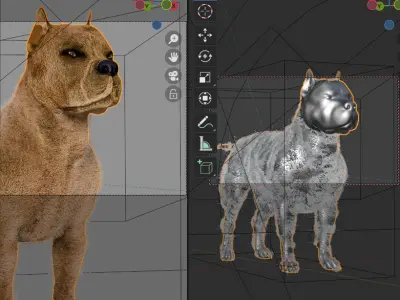 unreal engine 5 game ready pitbull animated and rigged Low-poly 3D model