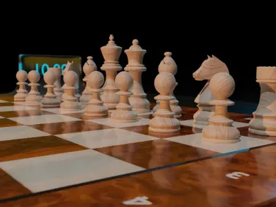 Chess two pieces on board Low-poly 3D model