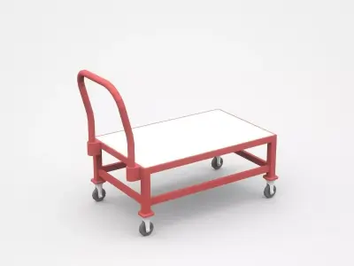Red Empty High Container Cart 3D model