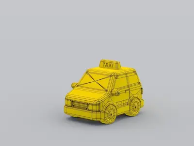 Cartoon Taxicab Low-poly 3D model