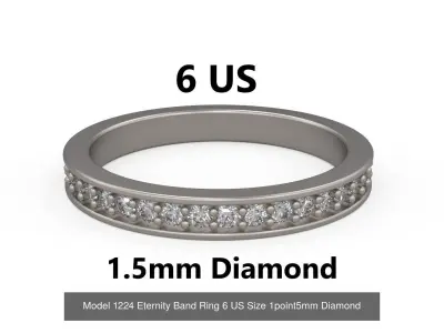 Eternity Wedding Band Ring 5-10 US Size 1point5mm Diamond 3D Model Pack
