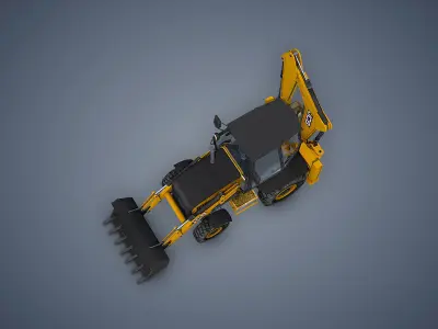 JCB Backhoe loader Rigged Low-poly 3D model