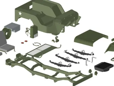 SUV body Jeep Willys scale 1 to 18 3D print model