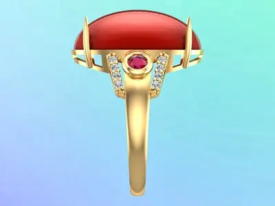 Gemstone Rings - Oval stone ring - Womens Rings 3D print model