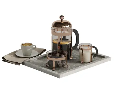 Coffee French set 4 3D model