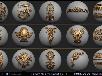 Fred ORNAMENT BRUSH Vol6 - IMM-3dModels-Alpha Low-poly 3D model