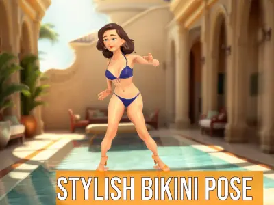 Stylish Bikini Pose model pack Low-poly 3D model