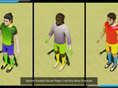 Modular Stylized Football Character plus Stadium 3D Model Pack