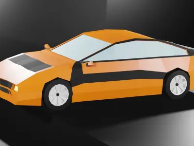 Lowpoly Sport Car - Neon Orange Low-poly 3D model