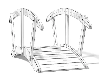 Small Dark Wooden Bridge 3D Model 3D model
