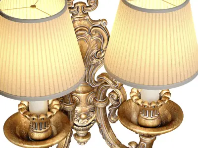 Bronze antique Sconce classic French style Wall lamp lampshade 3D model