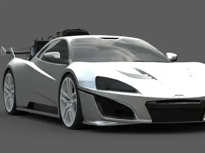 Futuristic Super Eco Hypercar 3D Model High-Detail Realistic Low-poly 3D model